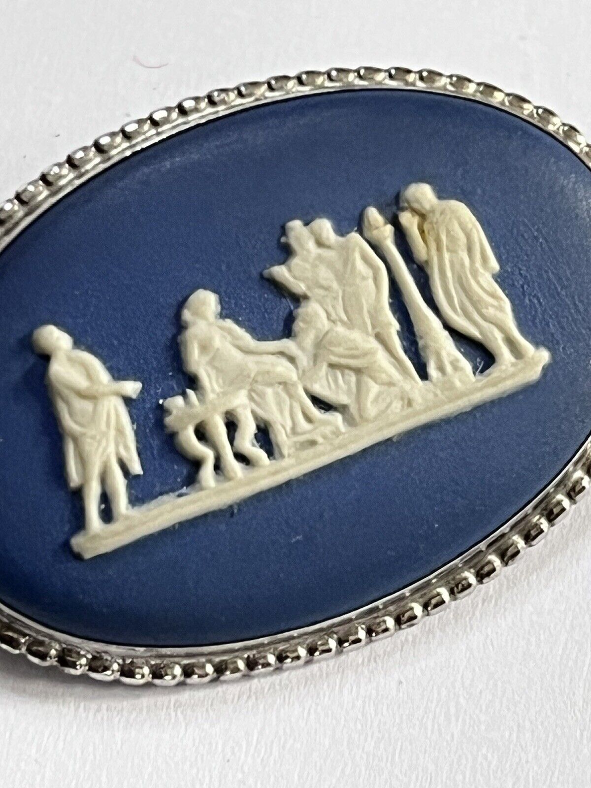 Vintage Wedgewood Blue Jasperware Brooch