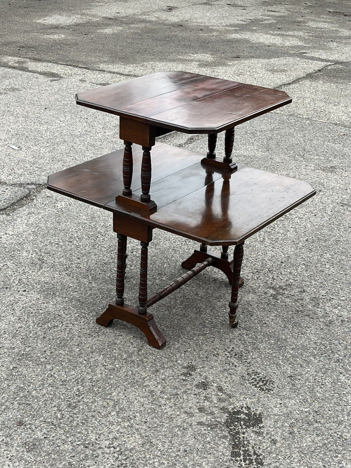 Victorian Mahogany 2 Tier Folding Sutherland Afternoon Tea Table