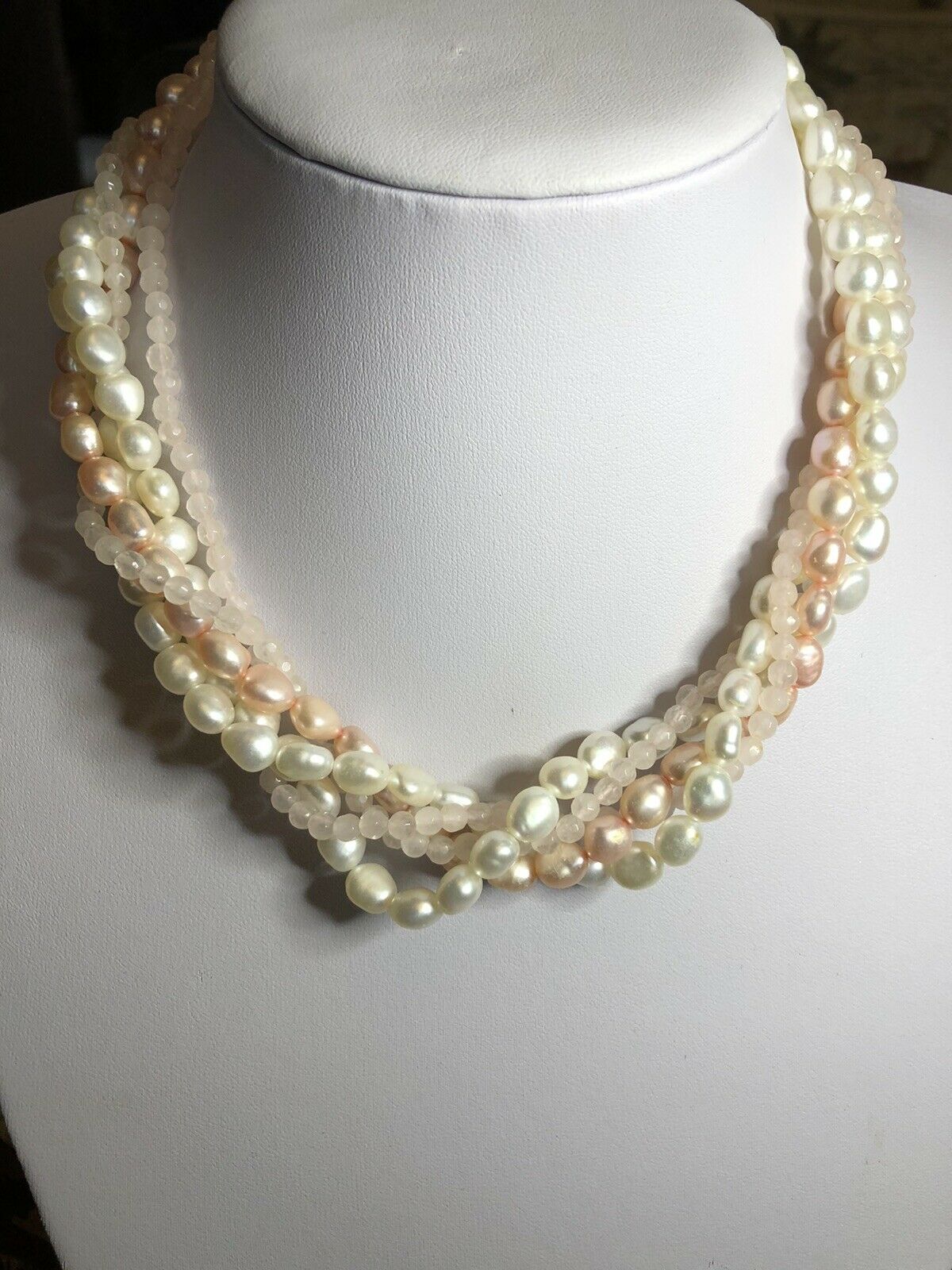 Honora Freshwater Pearl Pink Quartz Pink Cream Necklace Boxed