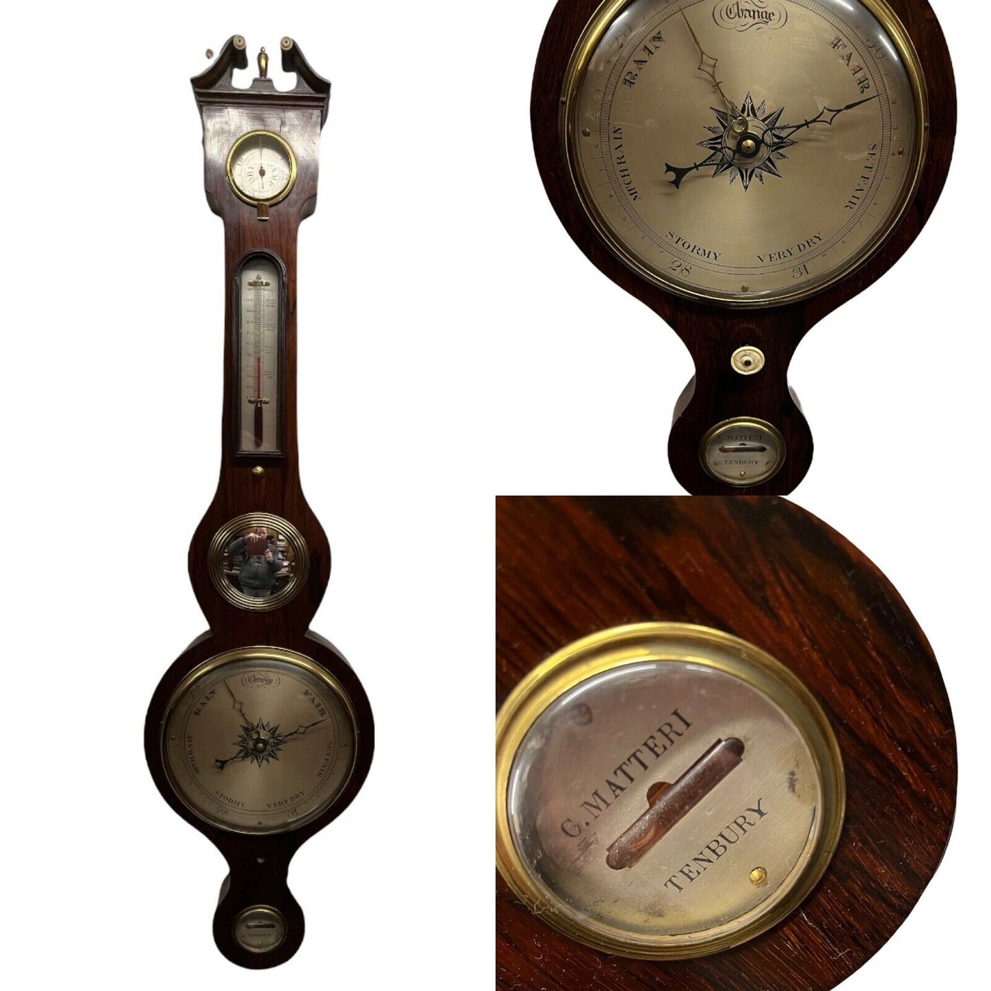 Victorian Barometer In Rosewood Case by G. Matteri of Tenbury.