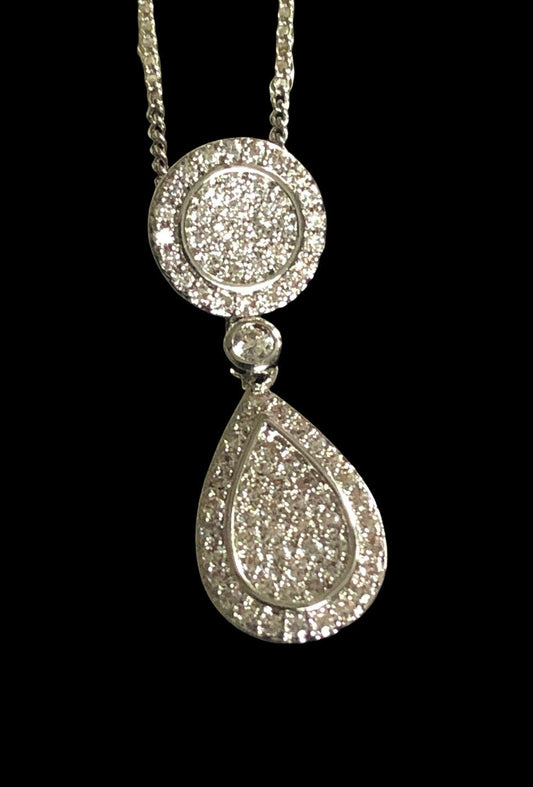 Vintage 1980s Rhodium Plated Detailed Diamanté  Necklace