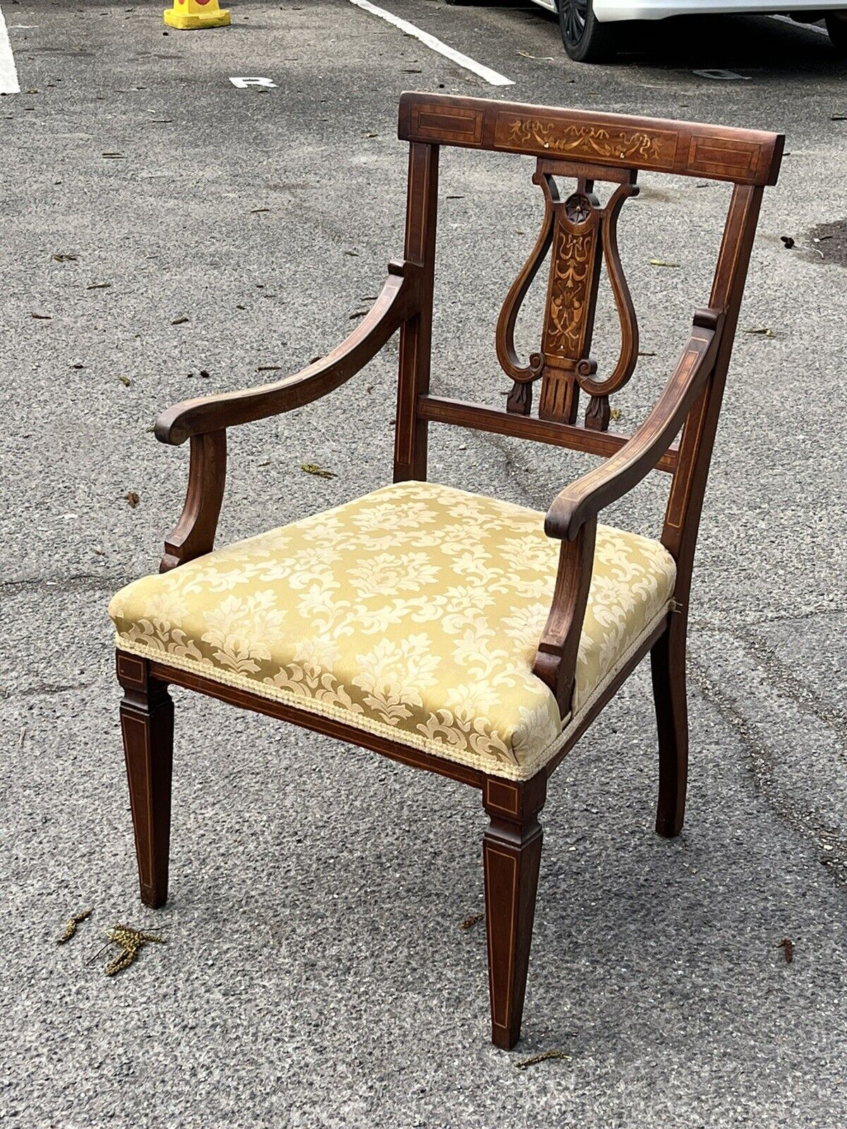 Antique Sheraton Inlaid Mahogany Armchair