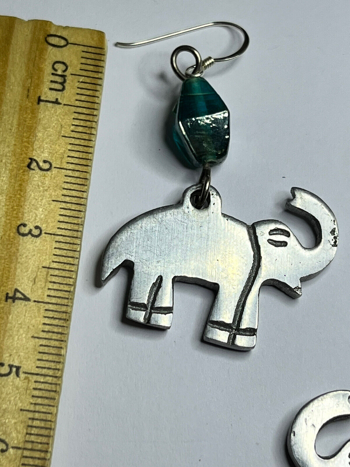 Vintage Silver Tone Elephant Drop Earrings