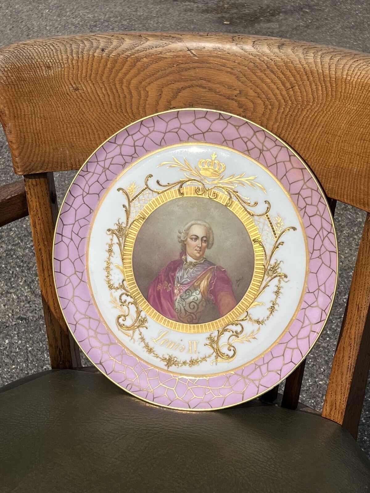 Antique French Portrait Cabinet Plate, Chateau De Fontainebleau. Louis XV