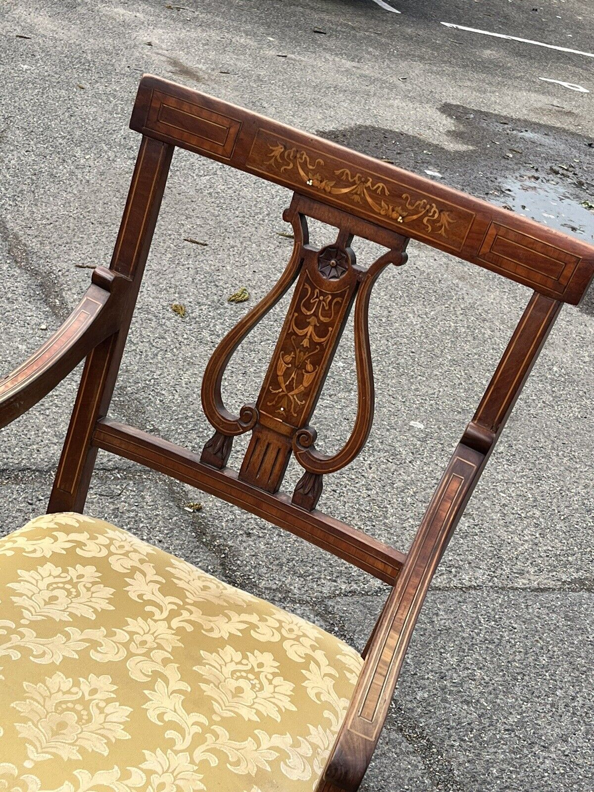 Antique Sheraton Inlaid Mahogany Armchair