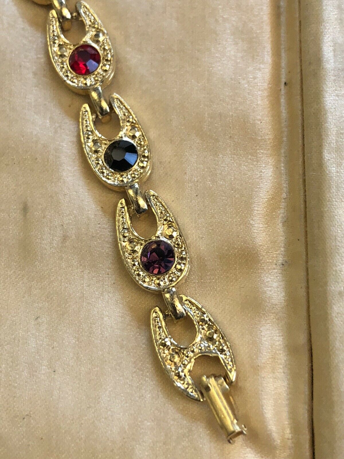 Vintage Gold Tone Multi Coloured Stone Bracelet