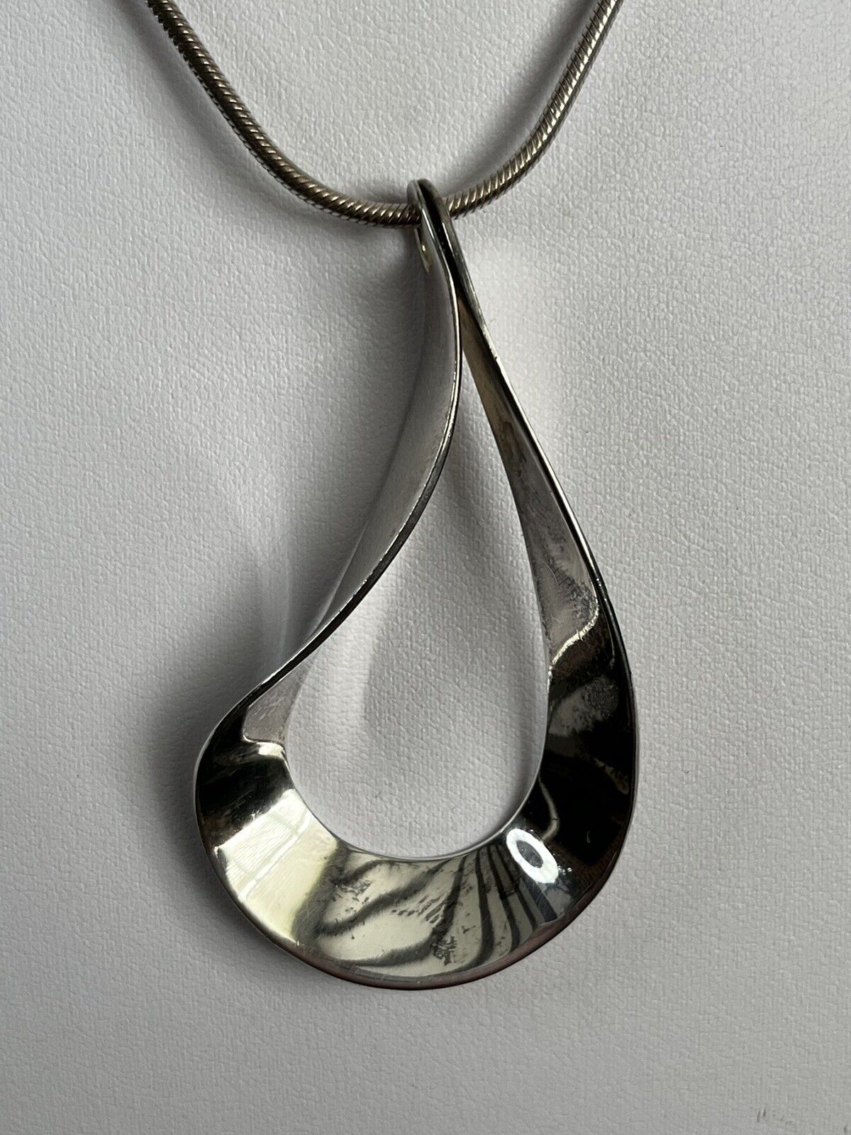 Vintage Silver 925 Modernist Pendant Necklace 23.70g