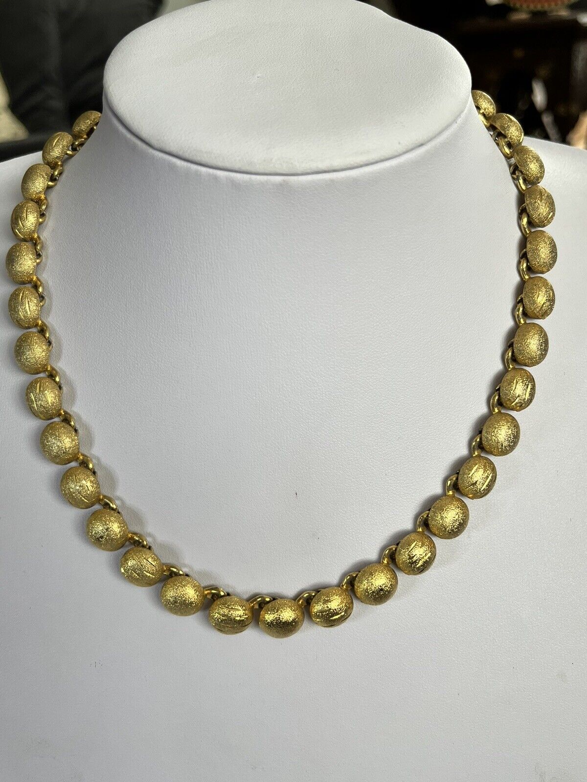 Vintage Etched Gold Plated Link Necklace