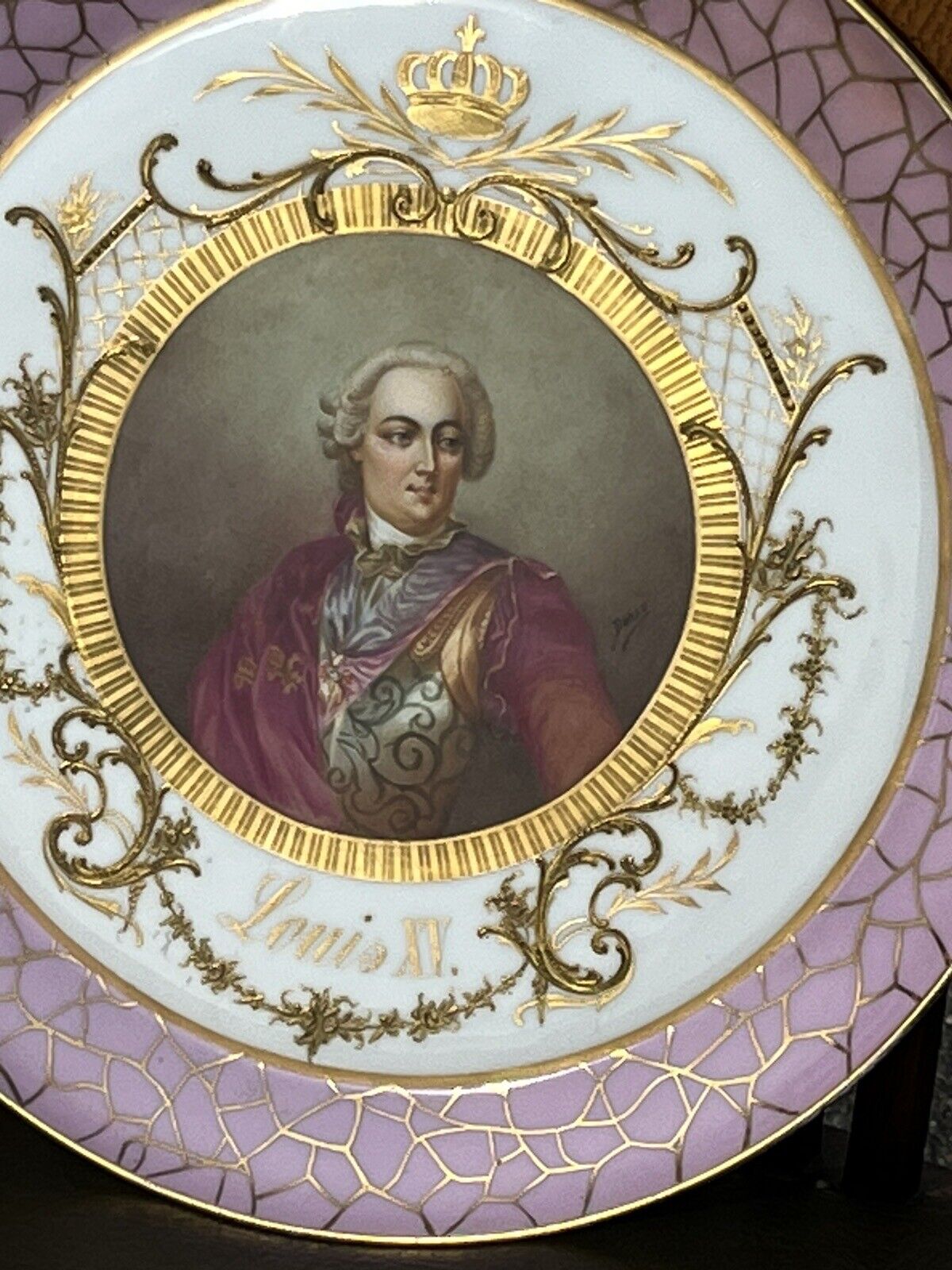 Antique French Portrait Cabinet Plate, Chateau De Fontainebleau. Louis XV