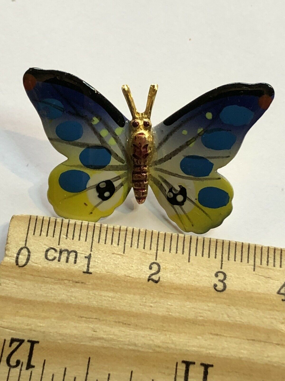 Vintage Gold Tone Enamel Butterfly Brooch