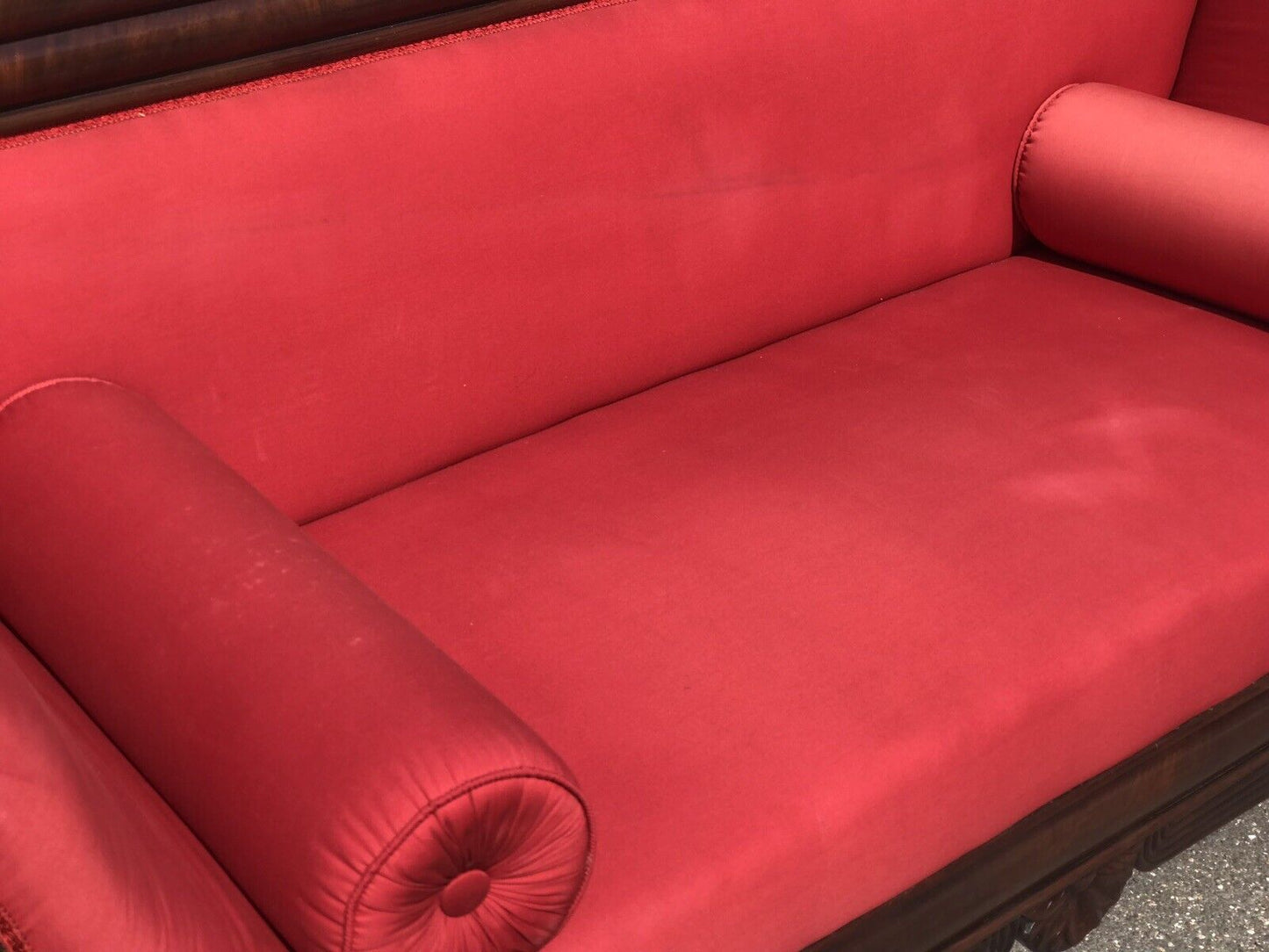 Victorian Mahogany Sofa With Curved Ends And Lions Paw Feet. Stunning!!