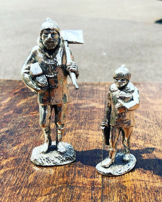 Silver Plate Figures. Woodcutters, Highly Detailed Figures.