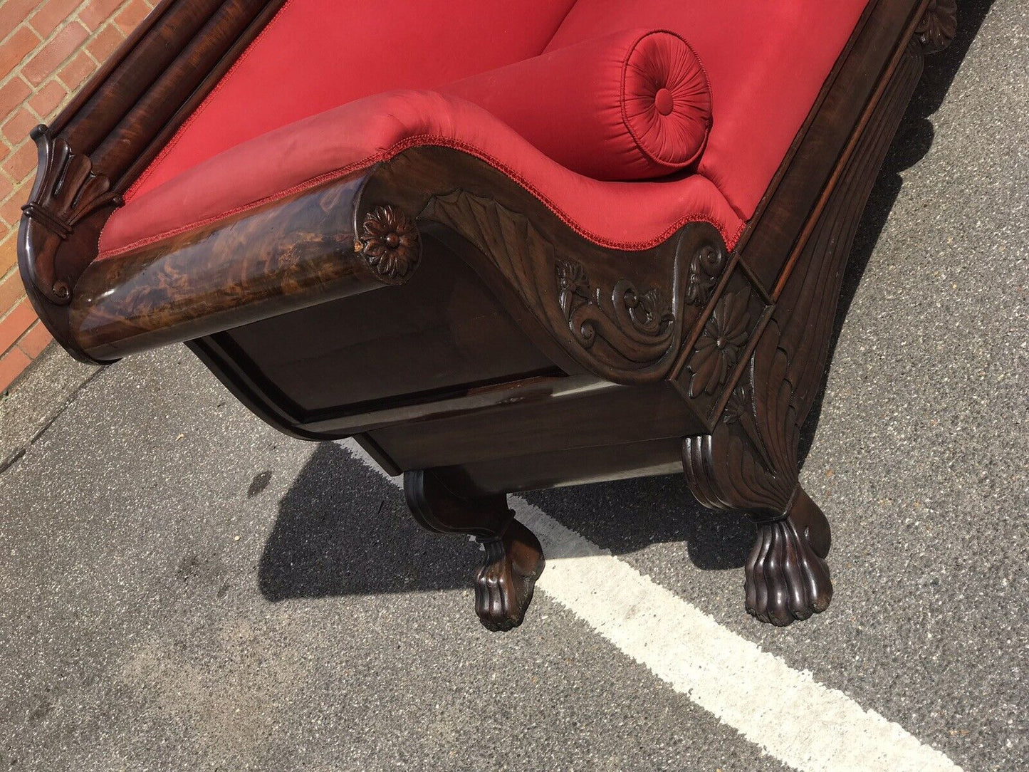 Victorian Mahogany Sofa With Curved Ends And Lions Paw Feet. Stunning!!