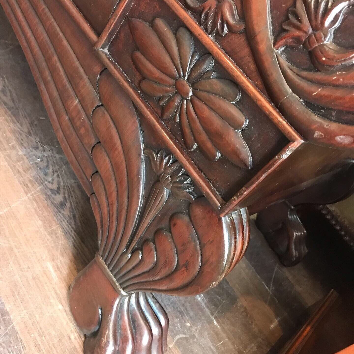 Victorian Mahogany Sofa With Curved Ends And Lions Paw Feet. Stunning!!