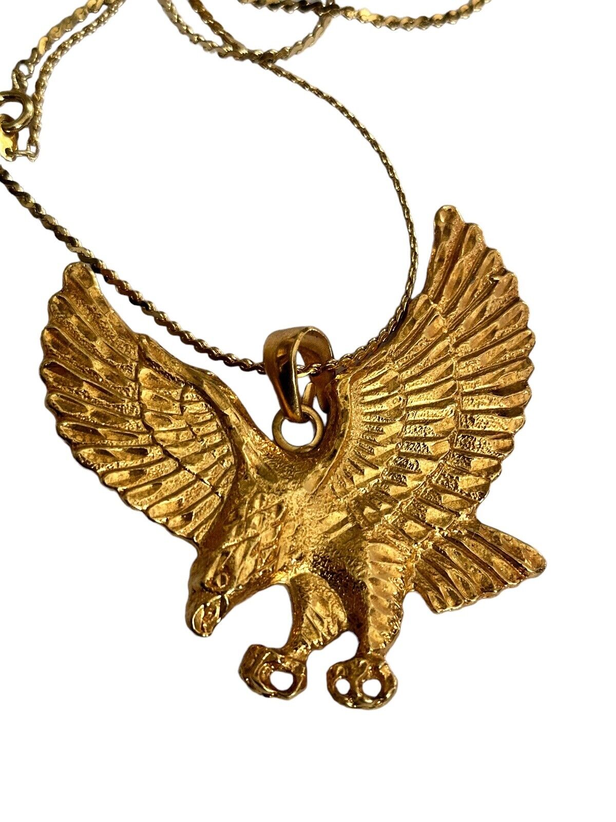 Vintage Gold Tone Eagle Pendant Necklace