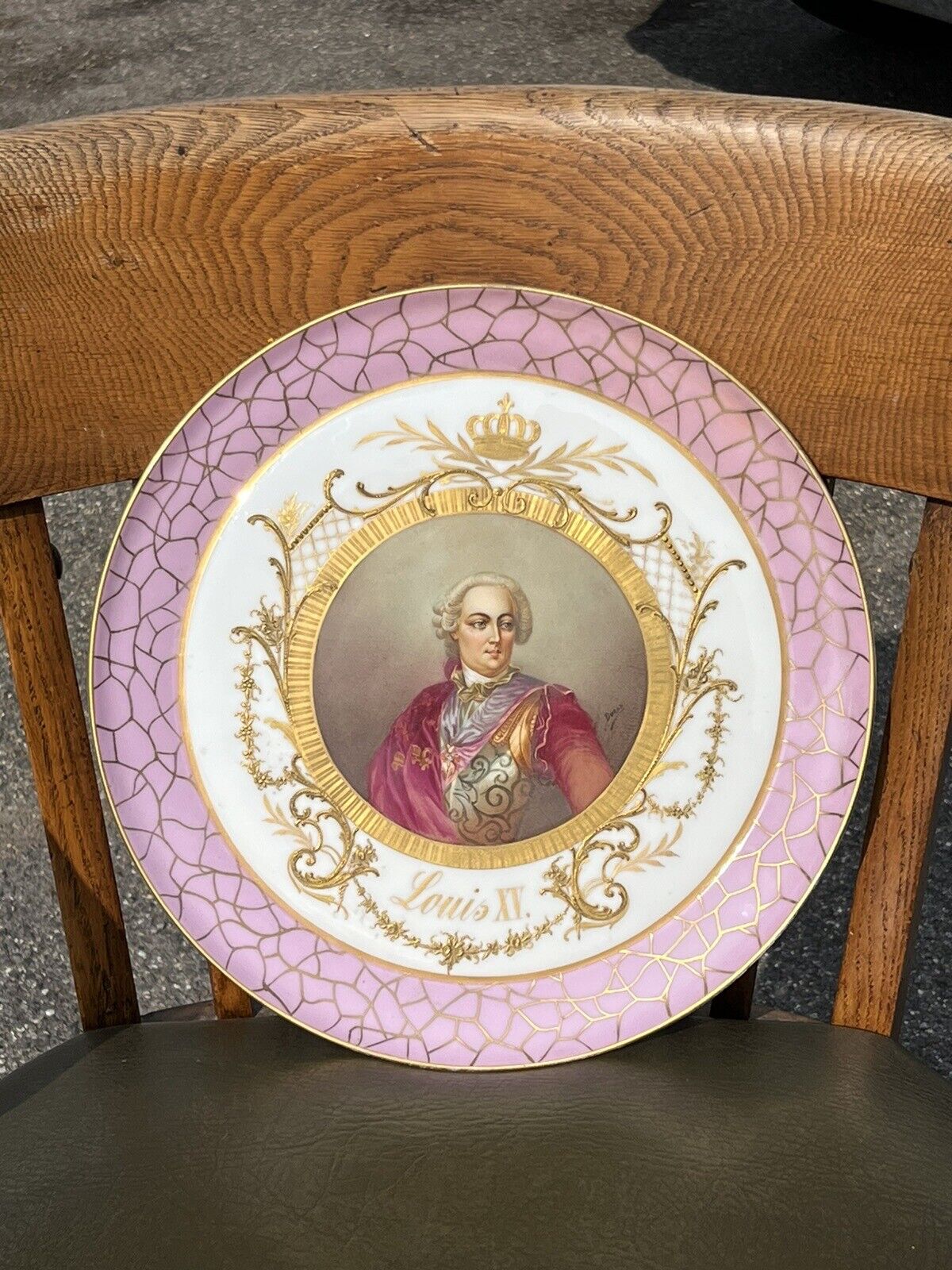 Antique French Portrait Cabinet Plate, Chateau De Fontainebleau. Louis XV