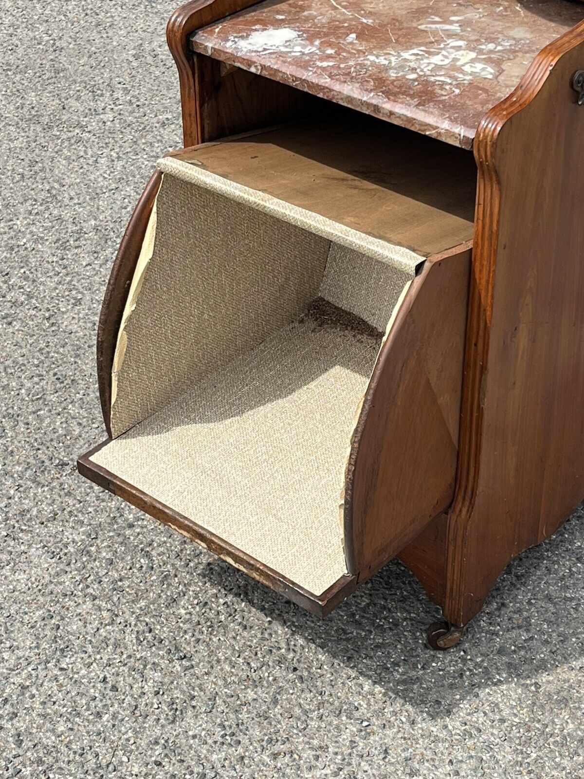 Victorian Mahogany Coal / Log Cabinet / Purdonium. Marble Top