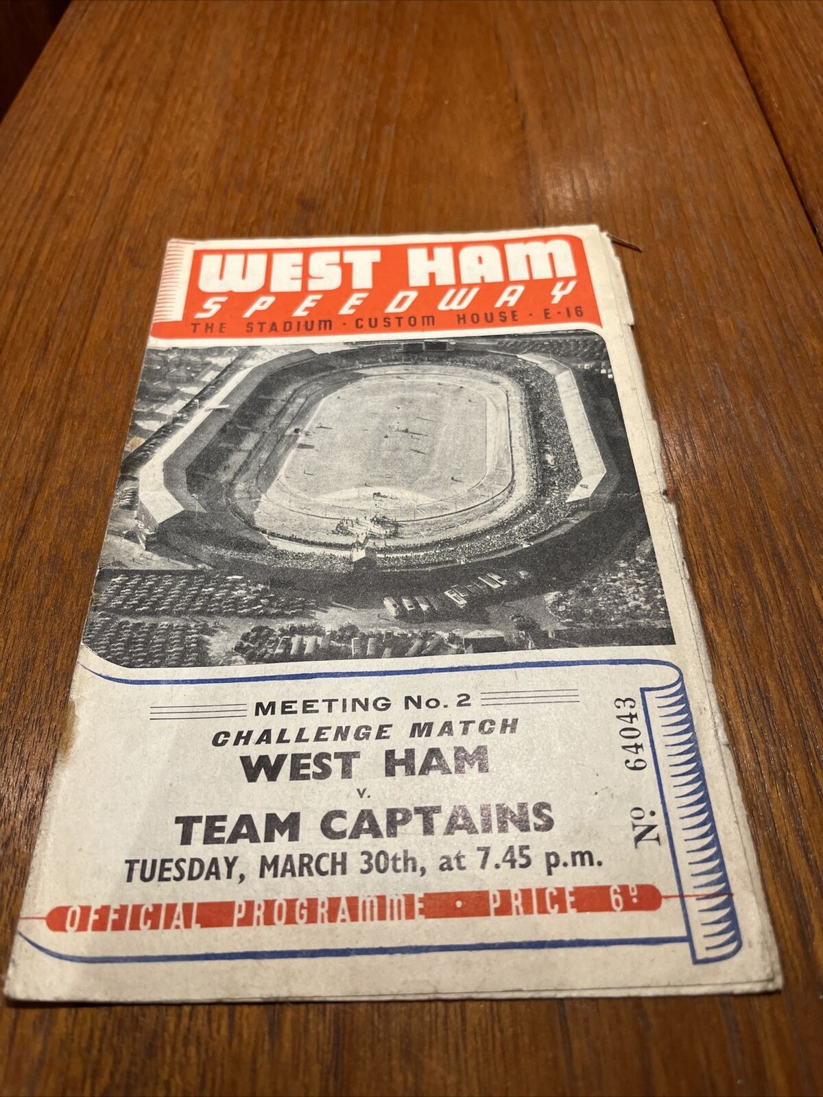 Early Speedway Programme Circa Late 1940’s