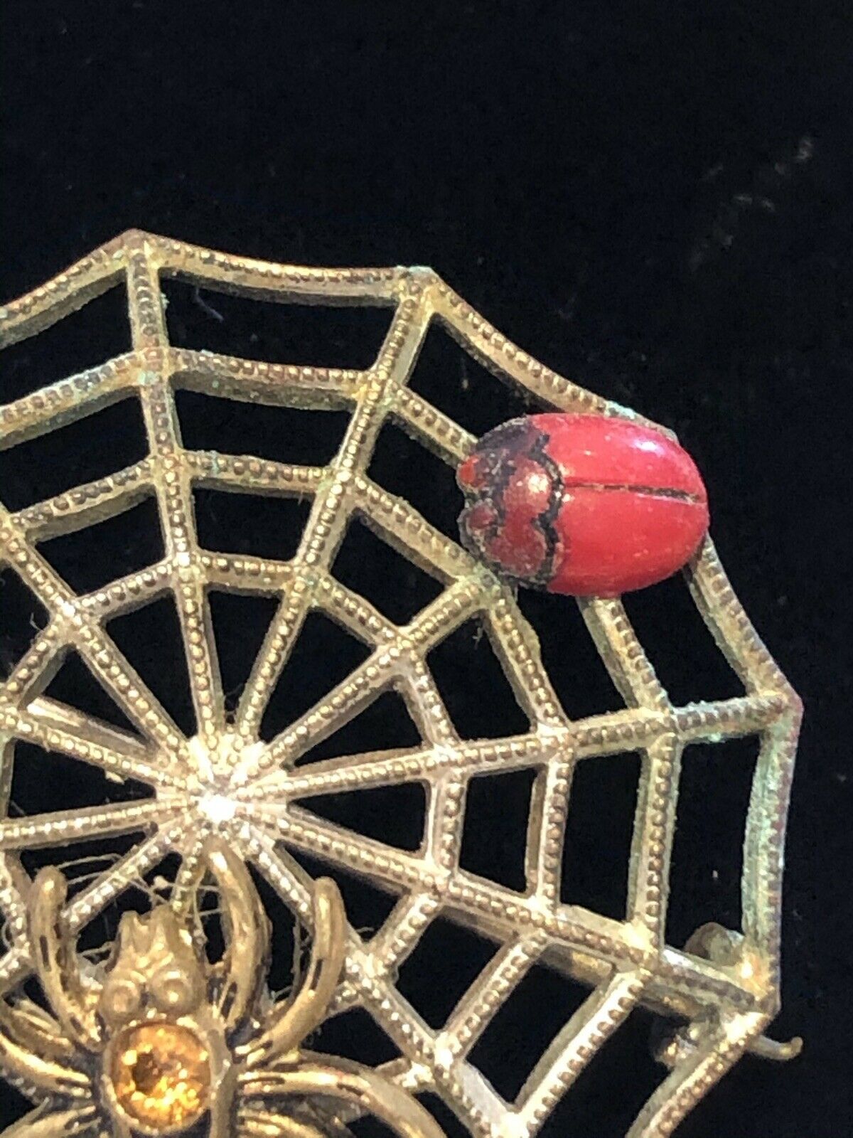 Vintage Early Paste Spider Web Brooch