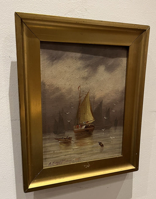 Marine Oil Painting, Signed And Dated 1909