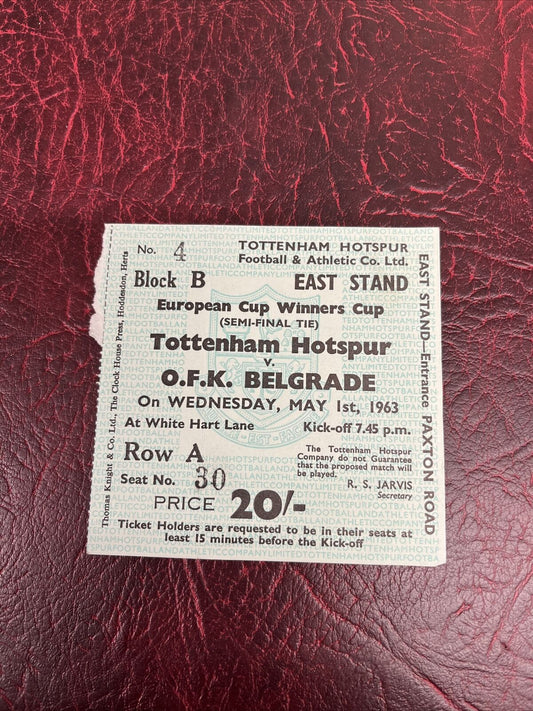 Tottenham Hotspur V O F K Belgrade Semi Final European Cup Ticket