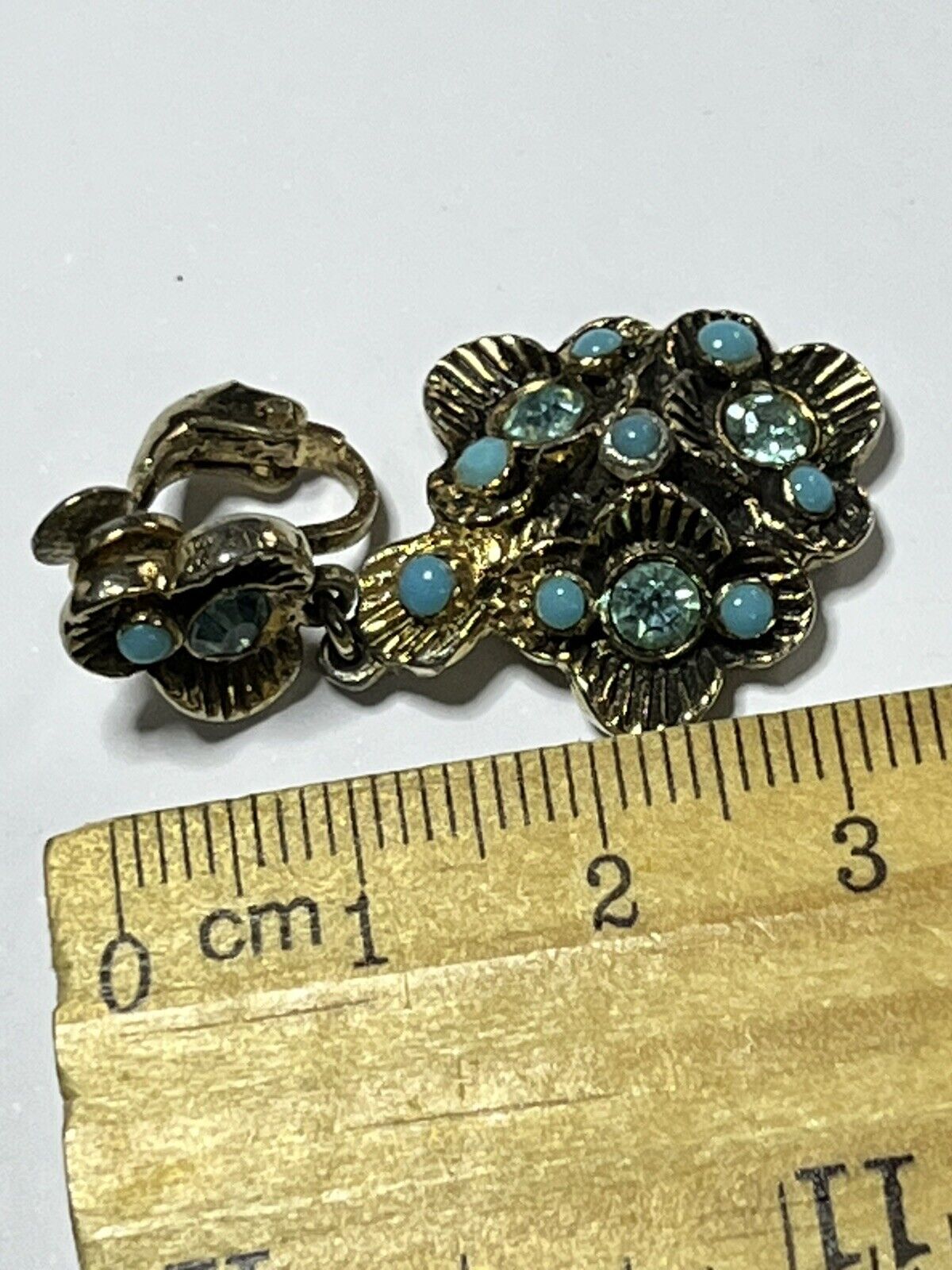 Vintage Jewelcraft Turquoise Stone Drop Clip On Earrings