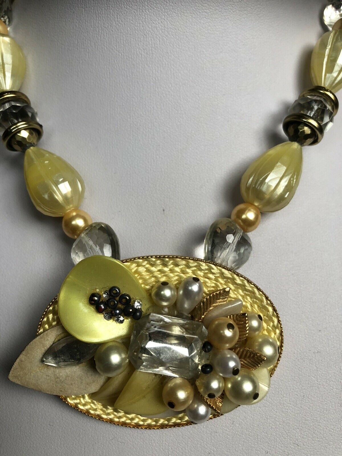 Vintage Signed Pierre Cardin Rare Runway Yellow Beaded Necklace