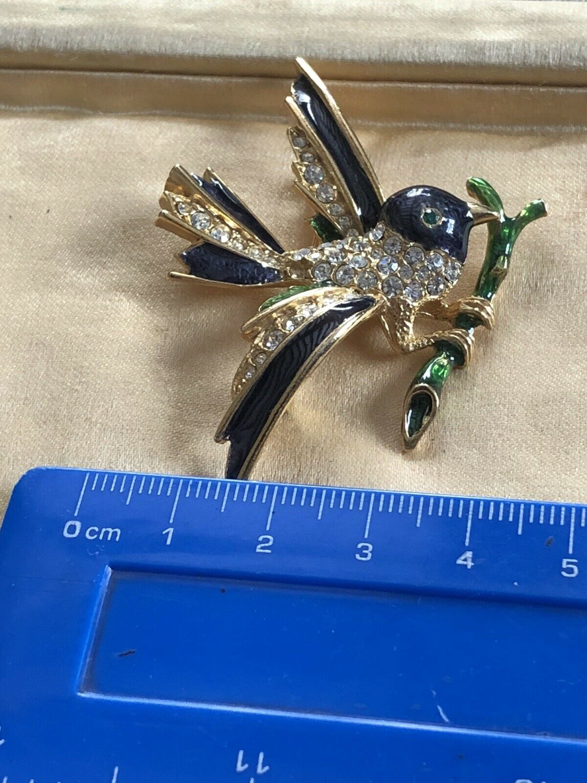 Vintage Enamel Diamanté Bird Brooch