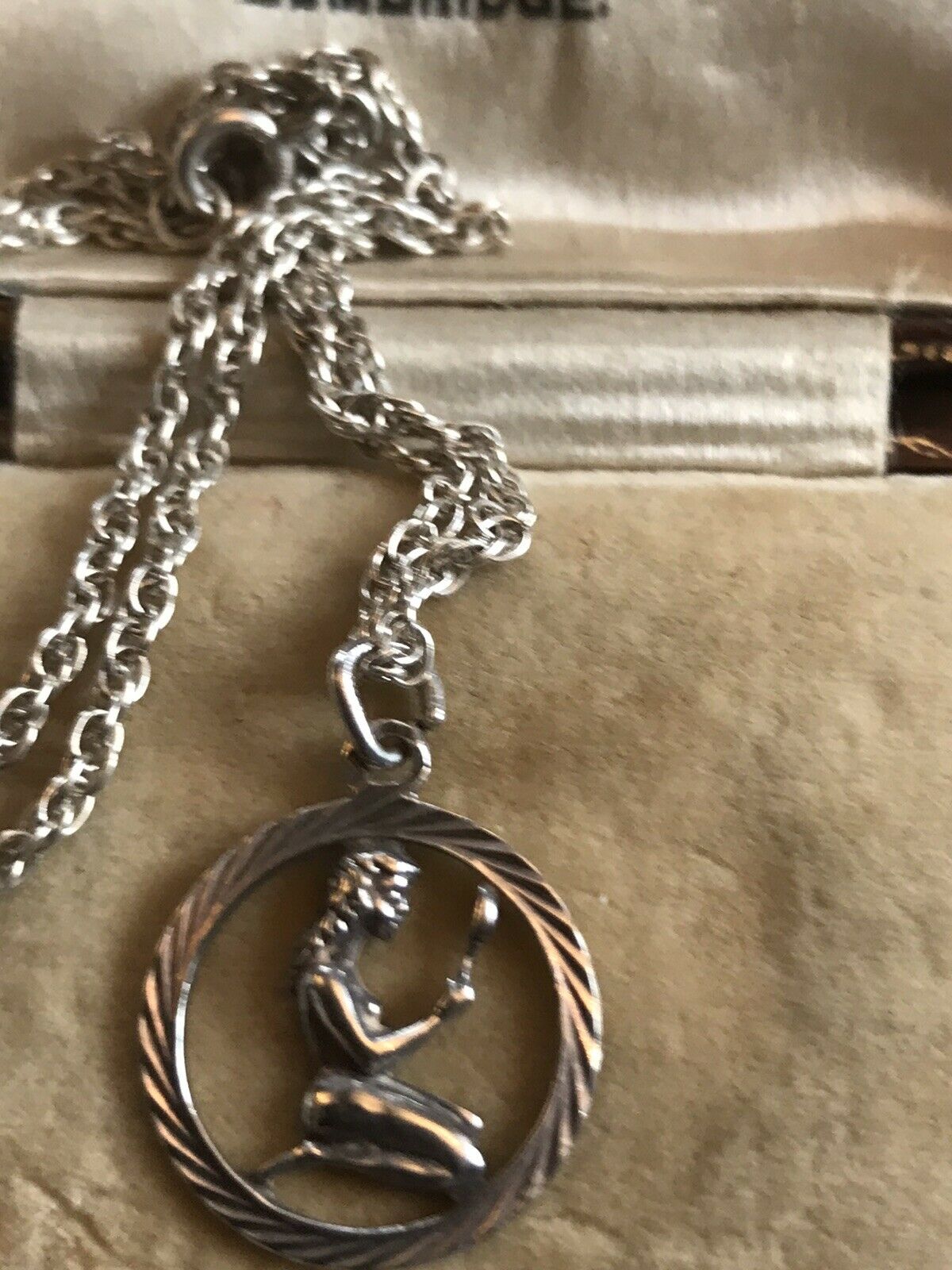 Vintage Deco Silver Lady Pendant Necklace