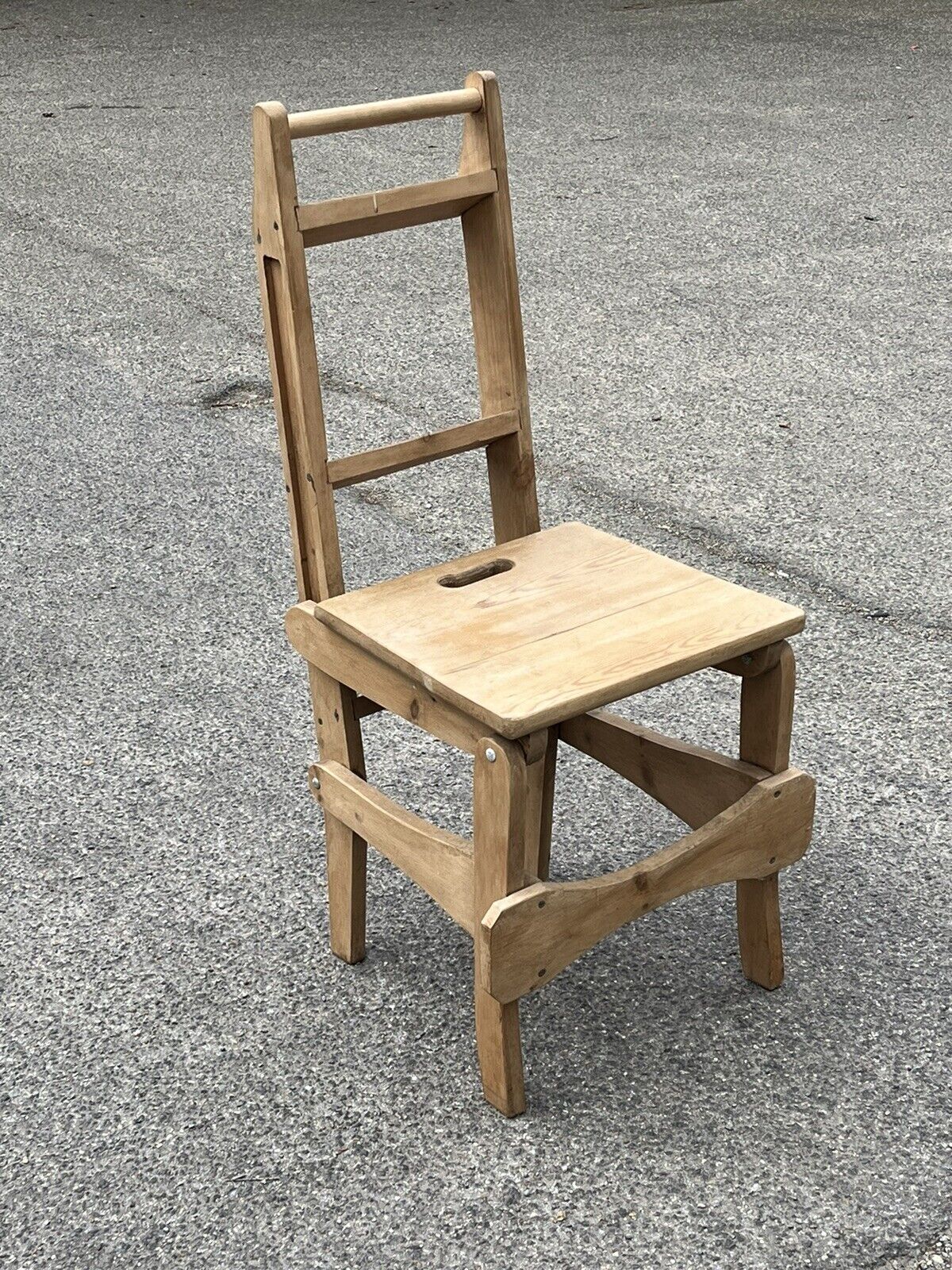 Pine Metamorphic Chair, turns into libray steps. Kitchen Steps