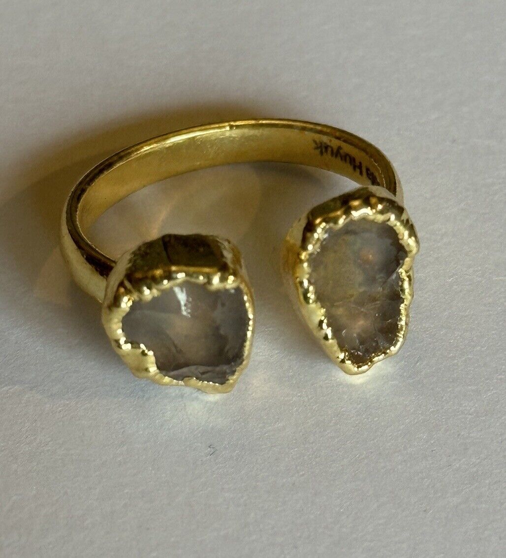 Sera Huyuk 18k Gold Vermeil Etruscan Raw Grey Pink Tanzanite Ring