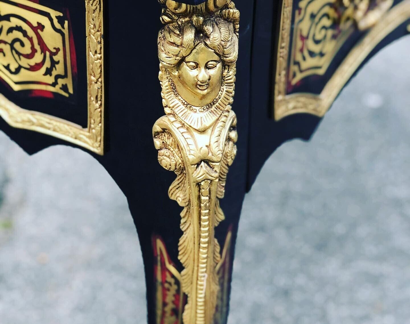 French Empire Style Boulle Desk With Brass Decoration.