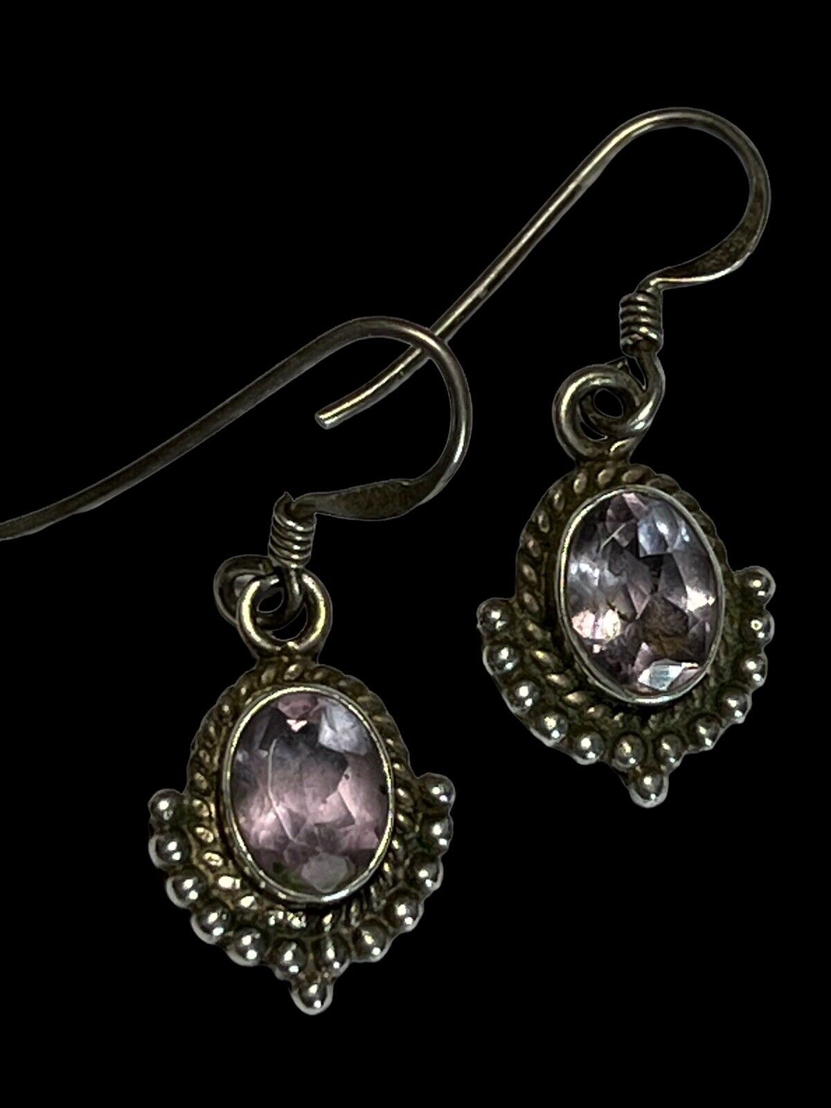 Vintage Silver 925 Amethyst Drop Earrings