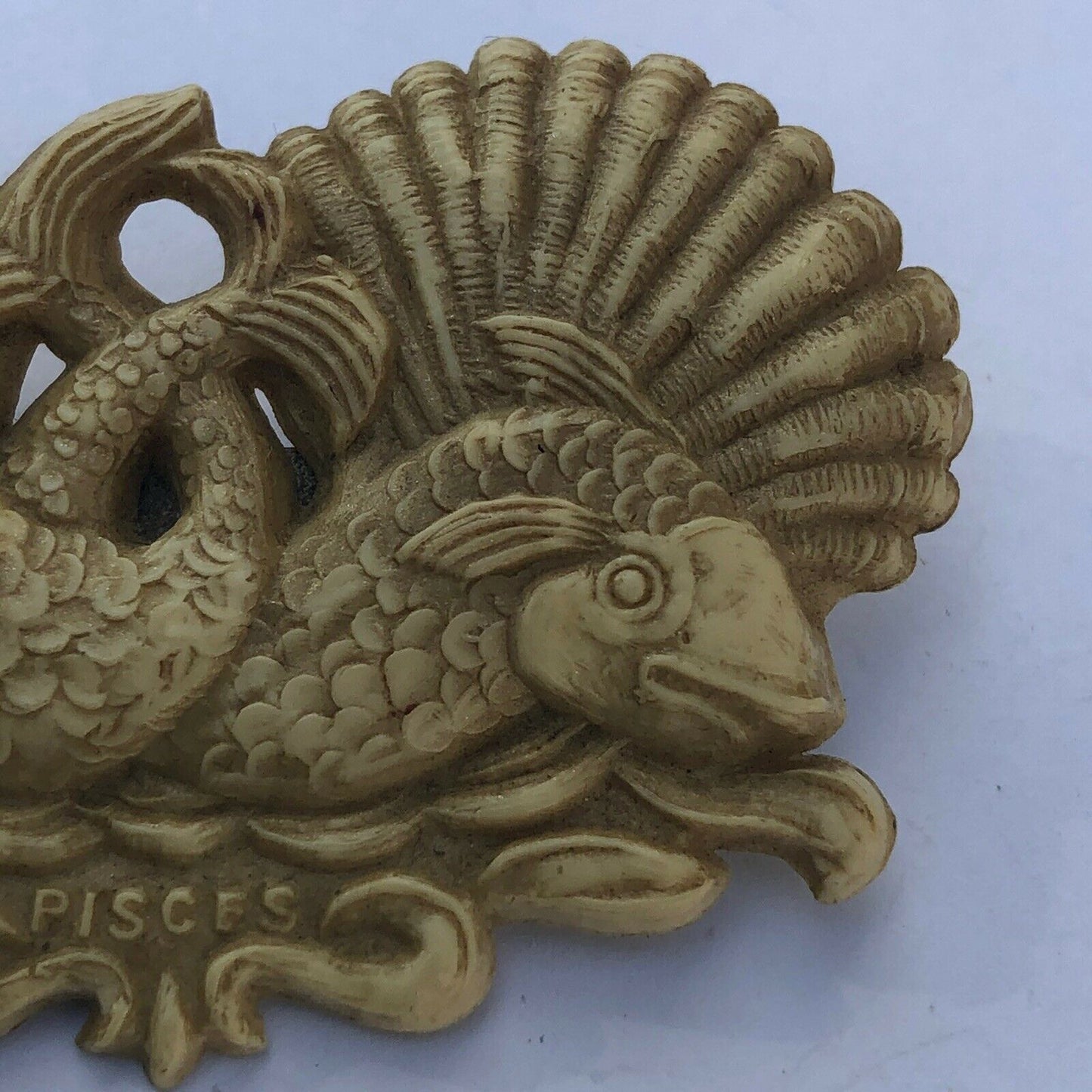 Vintage Old Celluloid Fishes Pisces Detailed Brooch