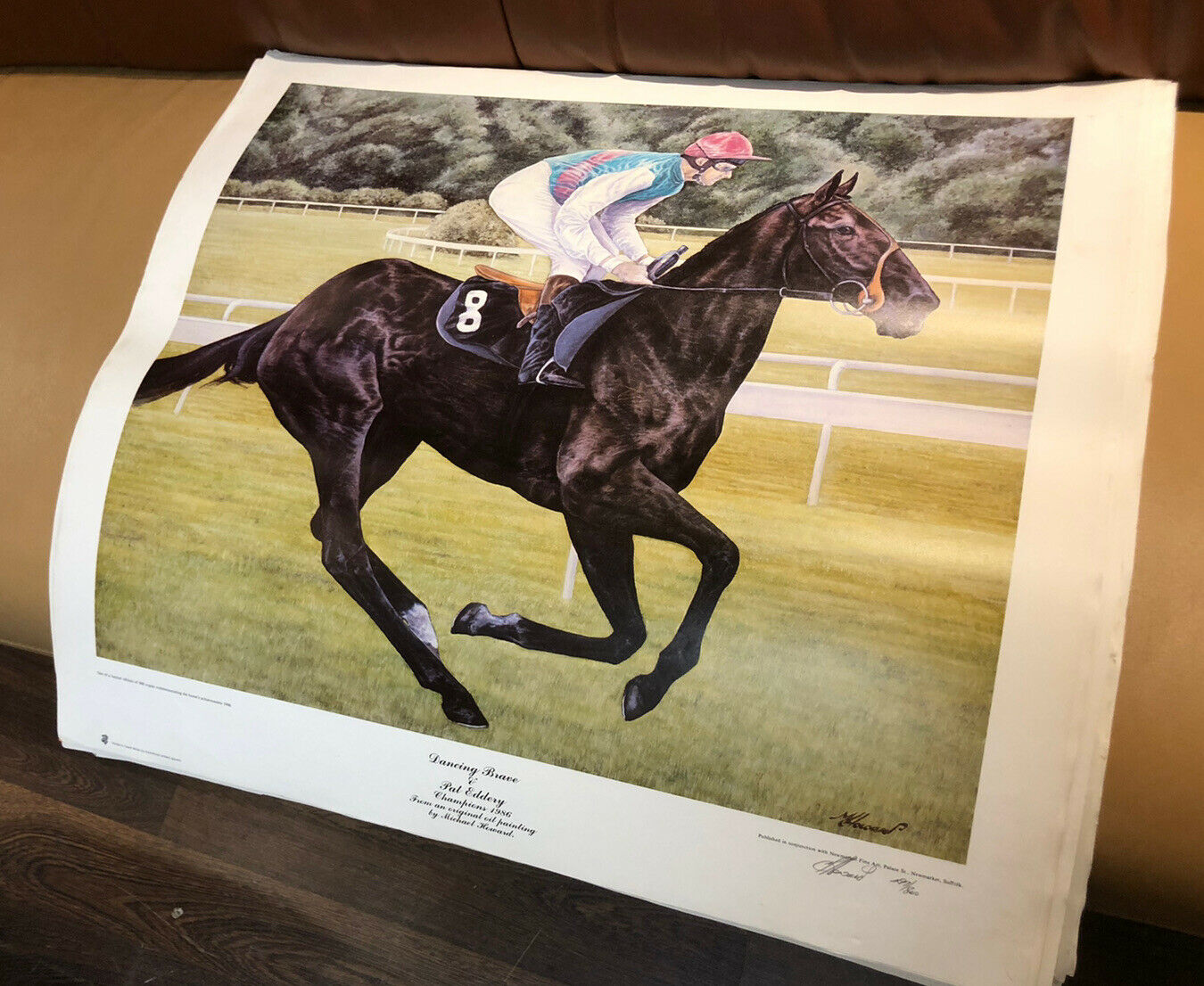 Dancing Brave & Pat Eddery, Limited Edition Signed Print By M Howard, 97/800.