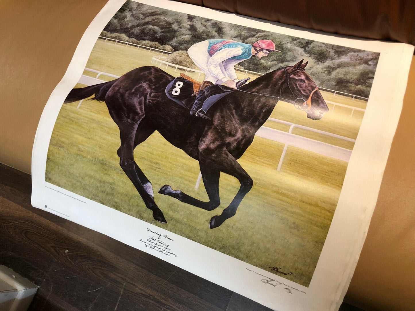 Dancing Brave & Pat Eddery, Limited Edition Signed Print By M Howard, 97/800.