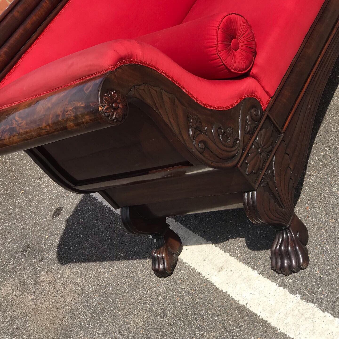 Victorian Mahogany Sofa With Curved Ends And Lions Paw Feet. Stunning!!