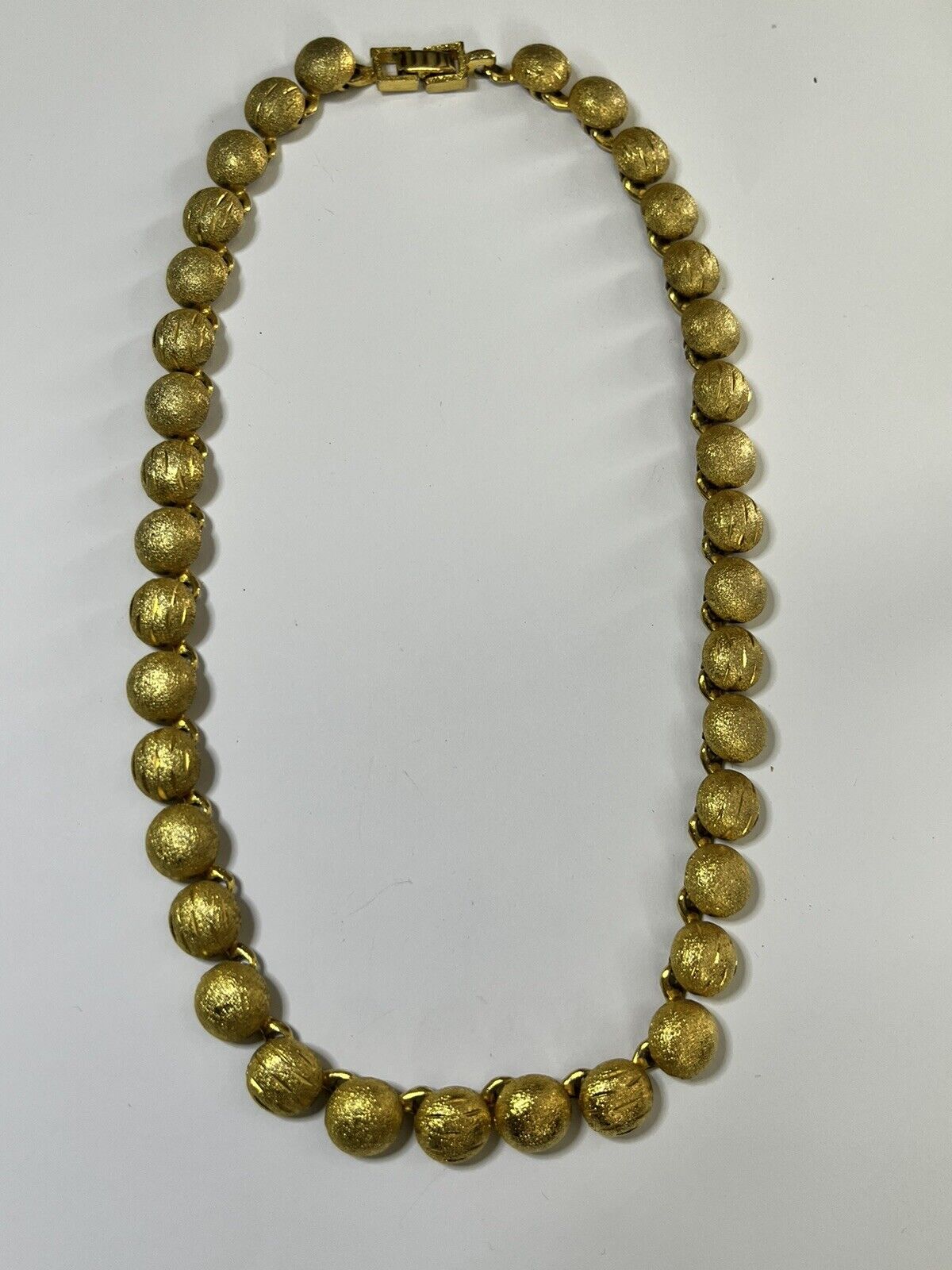 Vintage Etched Gold Plated Link Necklace