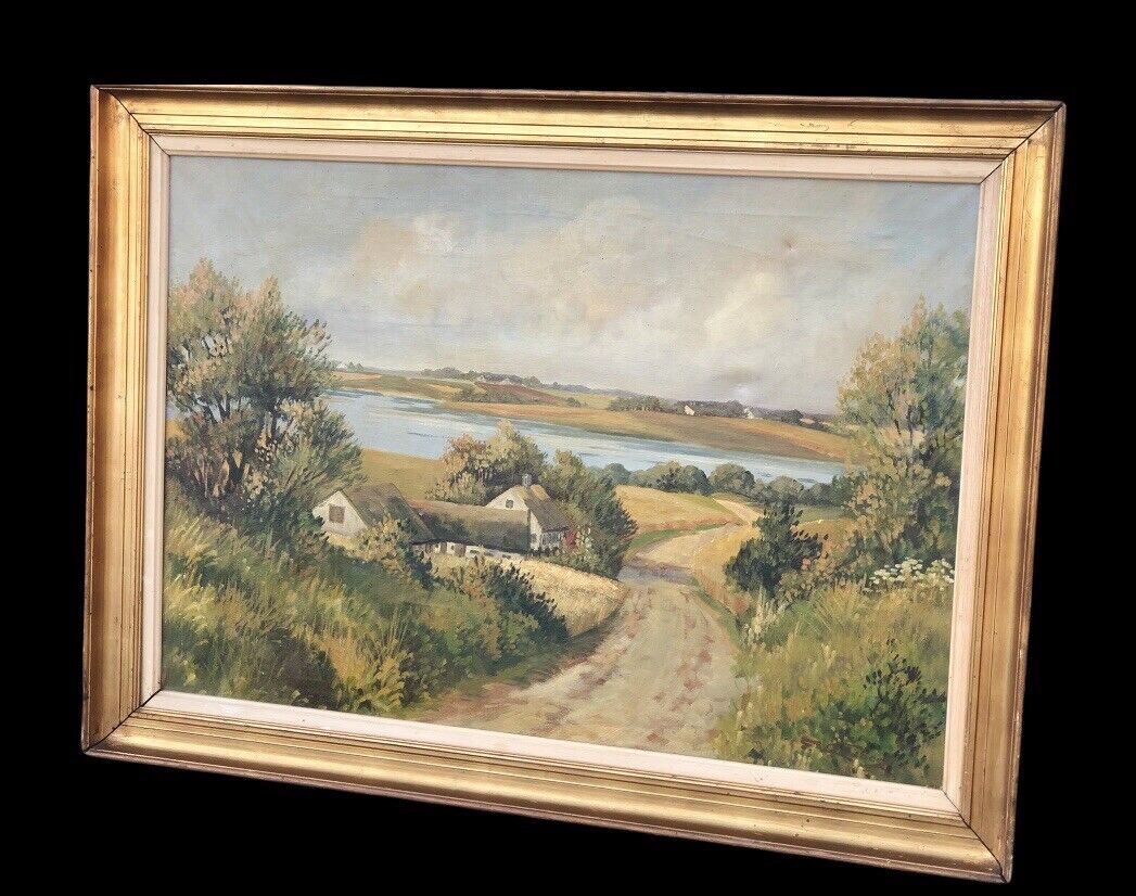 Vintage Original Gilt Framed Landscape Oil Painting on Board online Signed D’ynas