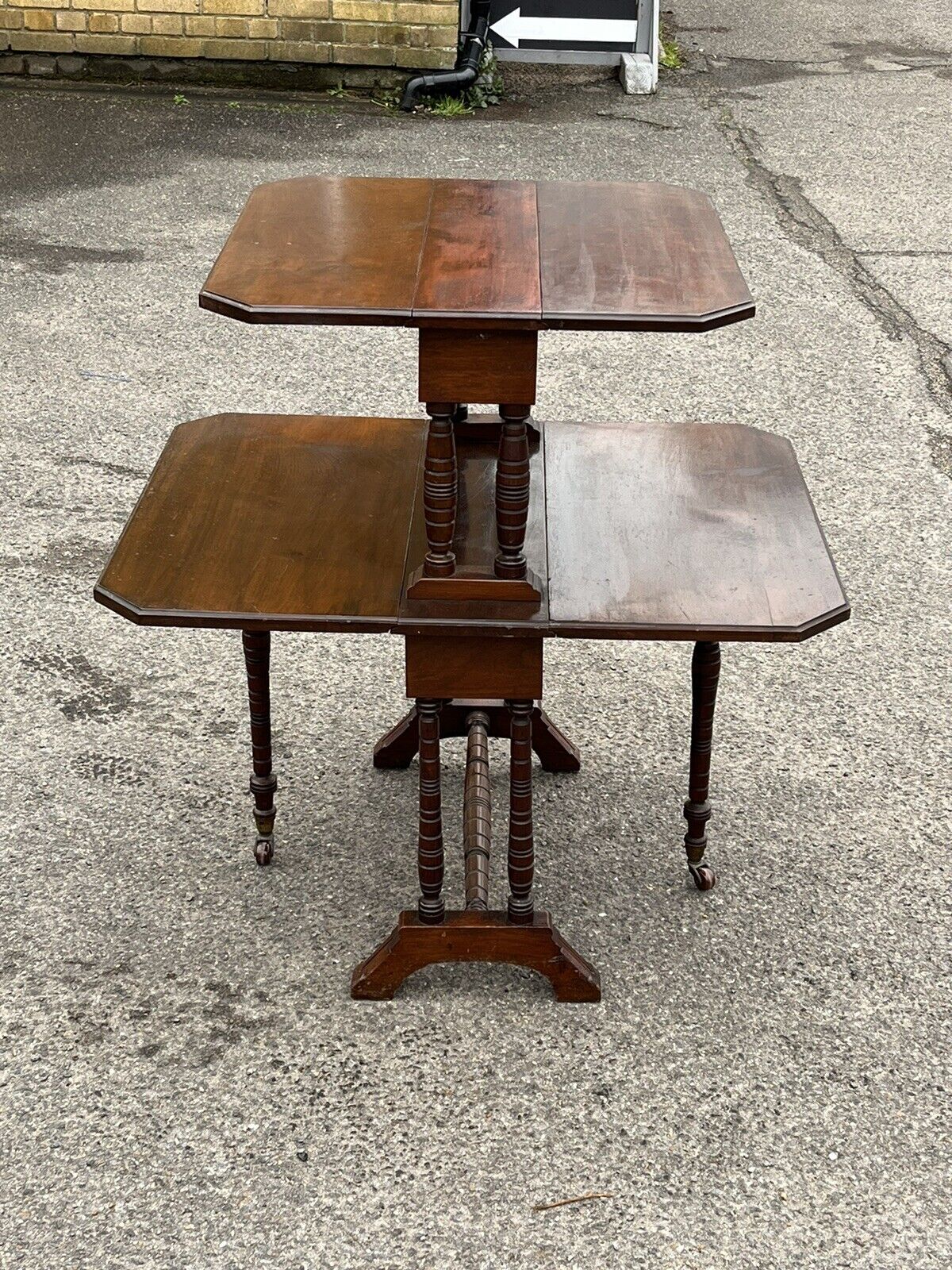 Victorian Mahogany 2 Tier Folding Sutherland Afternoon Tea Table