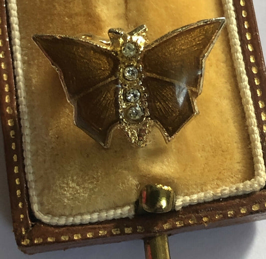 Vintage Enamel Diamanté Butterfly Brooch