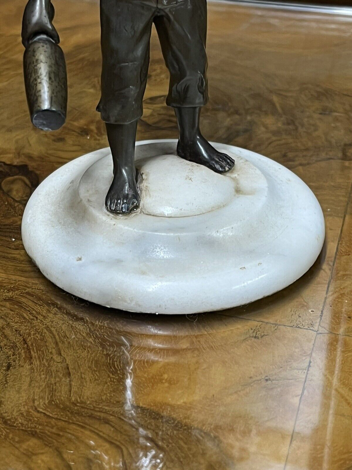 Art Deco figure on white marble base. We Ship Worldwide