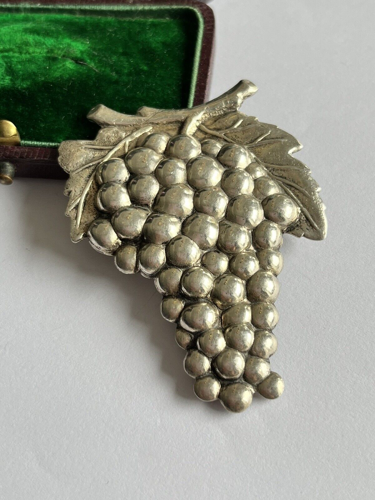 Vintage Silver Tone Grapes Brooch Statement Piece