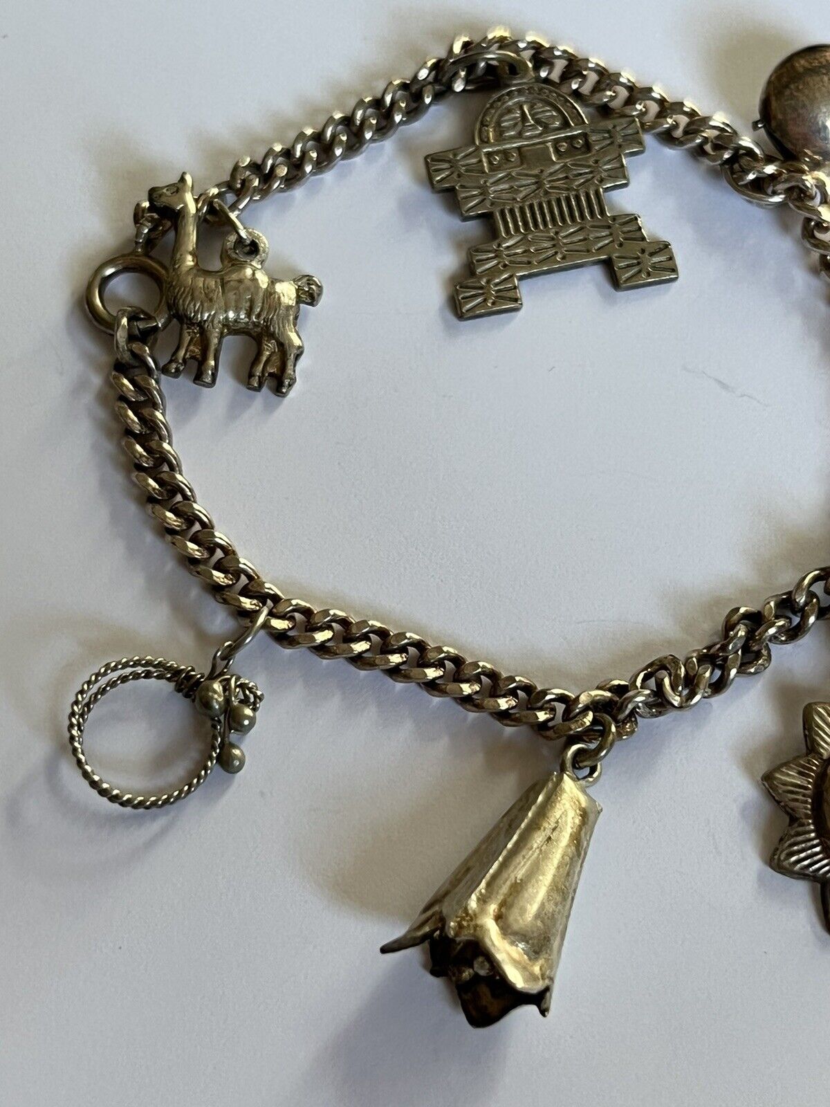 Vintage Silver Tone Charm Bracelet Sunshine