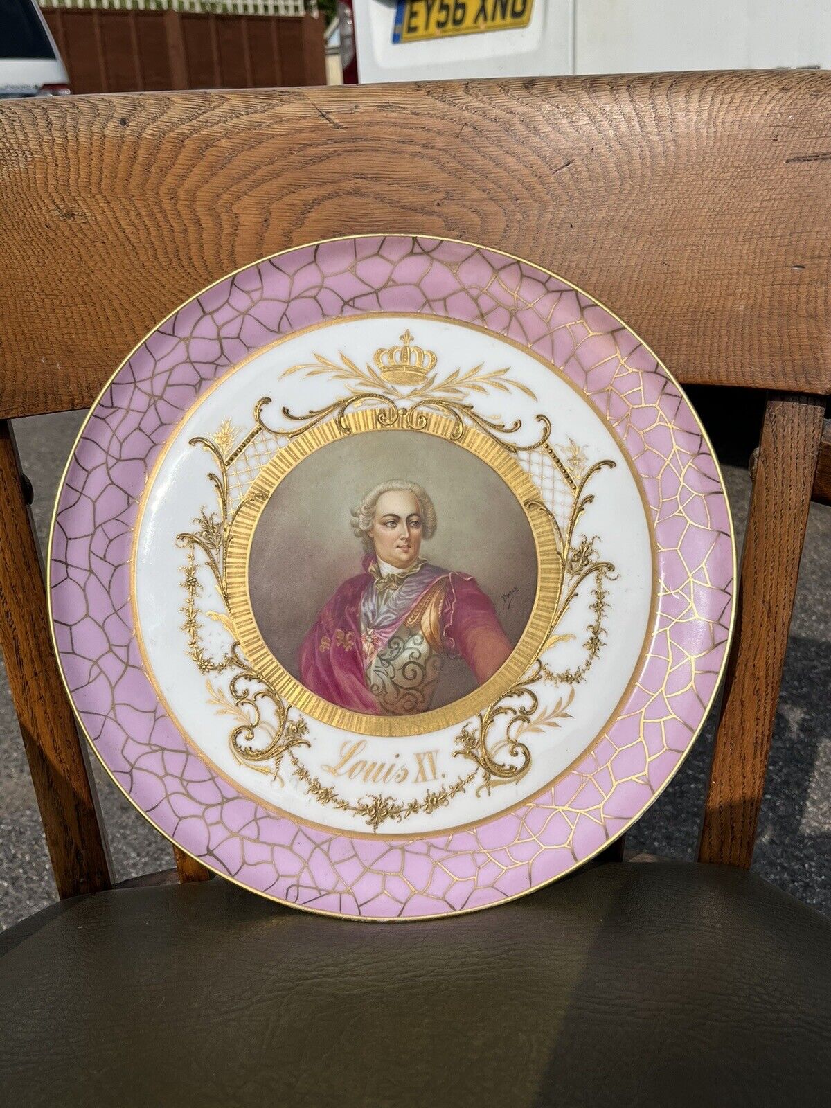 Antique French Portrait Cabinet Plate, Chateau De Fontainebleau. Louis XV