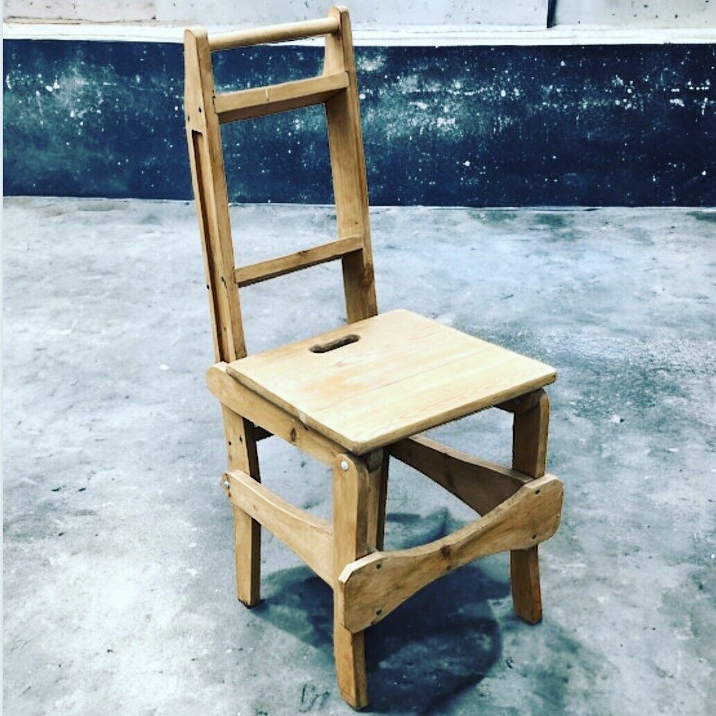 Pine Metamorphic Chair, turns into libray steps. Kitchen Steps