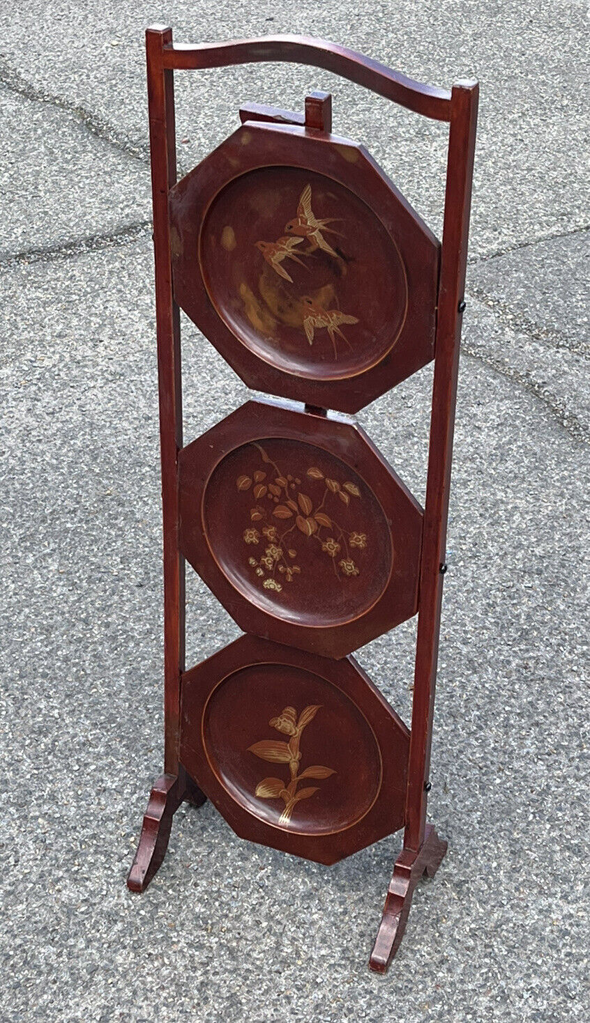 Edwardian Japanned Folding Cake Stand. Great for cream teas in the garden