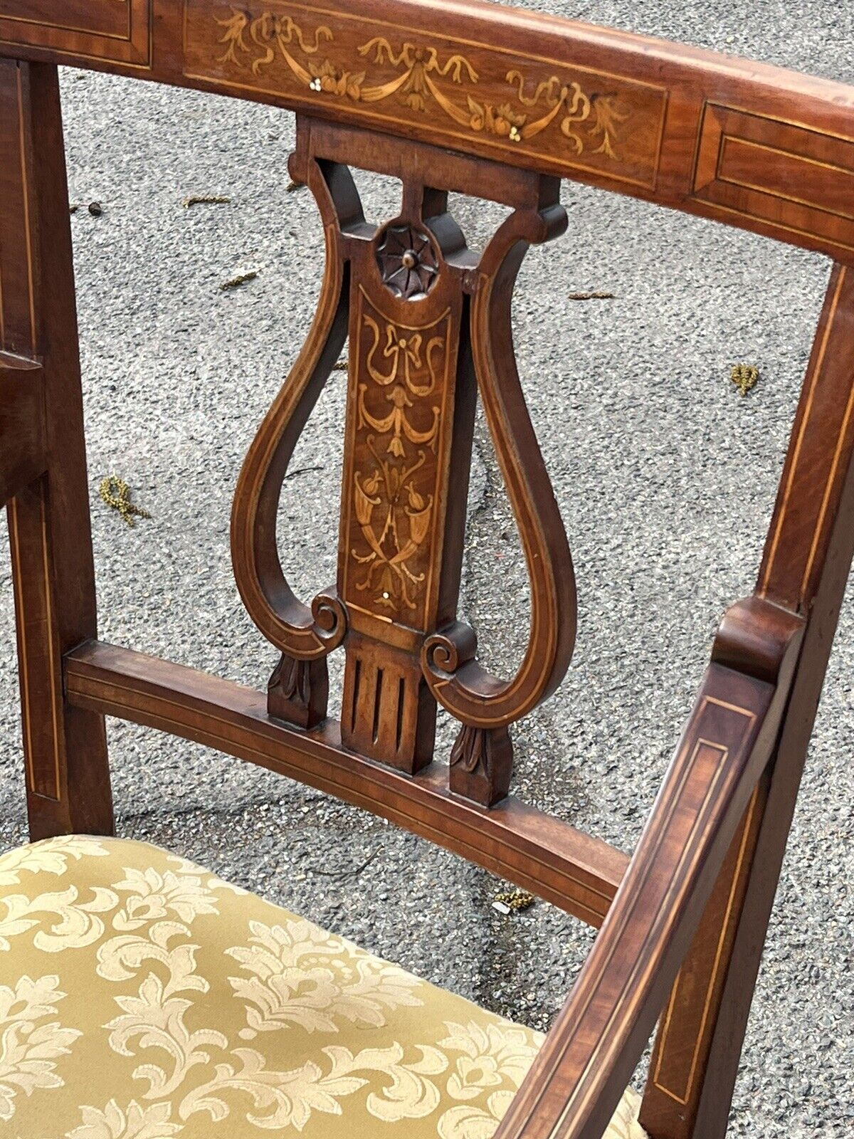 Antique Sheraton Inlaid Mahogany Armchair