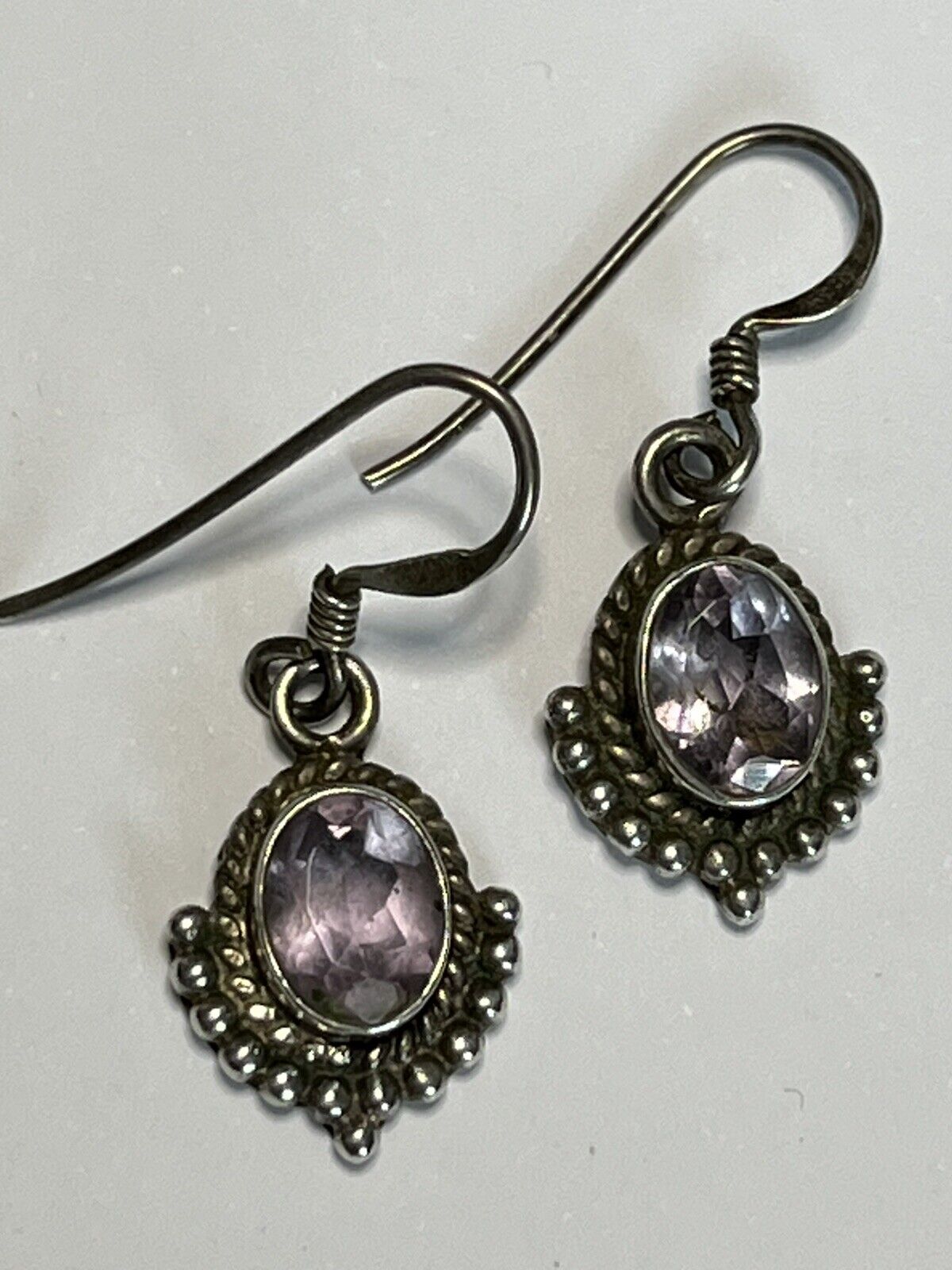 Vintage Silver 925 Amethyst Drop Earrings