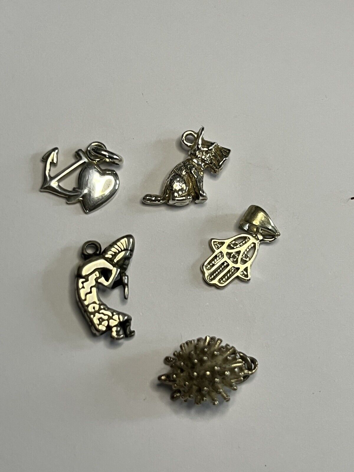 Vintage Job Lot Silver 925 Charms Pendants Dog Hedgehog Anchor